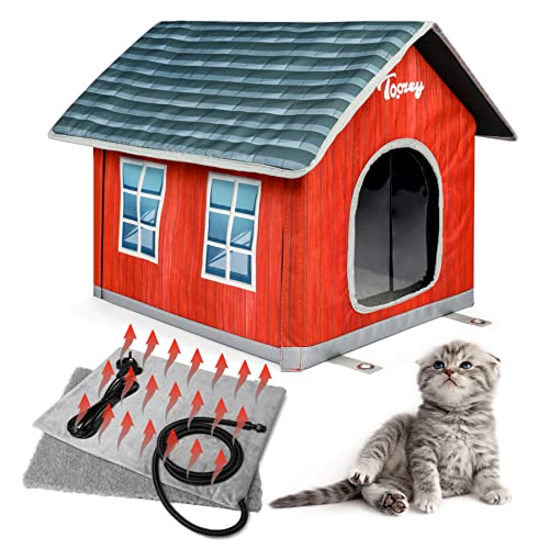 Toozey Casas de Gatos con calefacción para Gatos en Interiores y Exteriores, Impermeables y aislados, un Refugio Seguro para Mascotas y para tu Gato o tu pequeño Animal