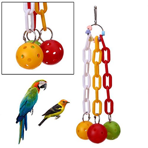 Toruiwa - Juguete de papagayos con Forma de Jaula para pájaros, escaleras, Loros con Bolas de Colores, para Loros, periquitos, periquitos de NINFA, papagayos Grises