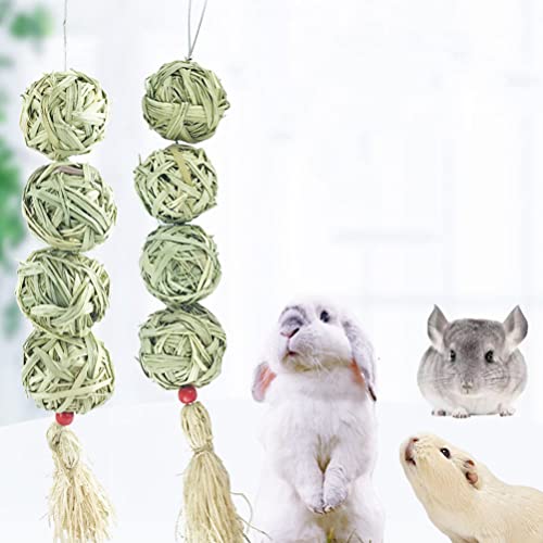 Toyvian Juguetes de Conejo Conejito de Paja Chew Toys Bolas de Masticación Colgante Bolas de Hierba Mejoreña Mascotas Dental Salud para Conejo Chinchillas Guinea Pigs Hamsters