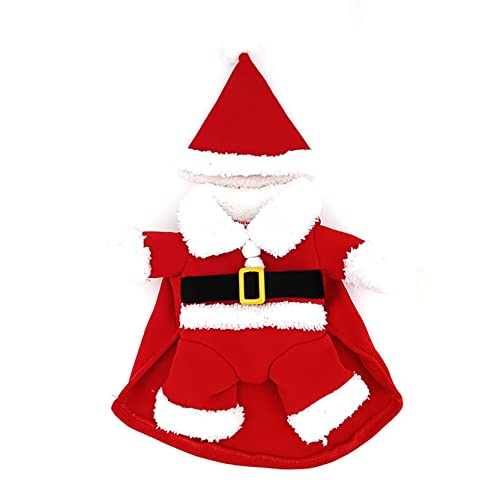 Traje de gatito lindo de Santa Claus disfraz de mascota Cosplay ropa de Navidad traje de perro traje de perro mascota gato abrigo chaqueta (L)