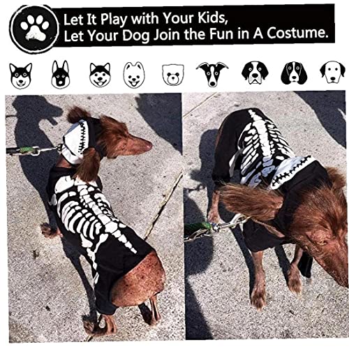 Traje De Perro De Halloween Skeleton Pet Dog Cat Jumpsuit Cosplay Disfraz Vestir para Perros Gatos (Negro, L)