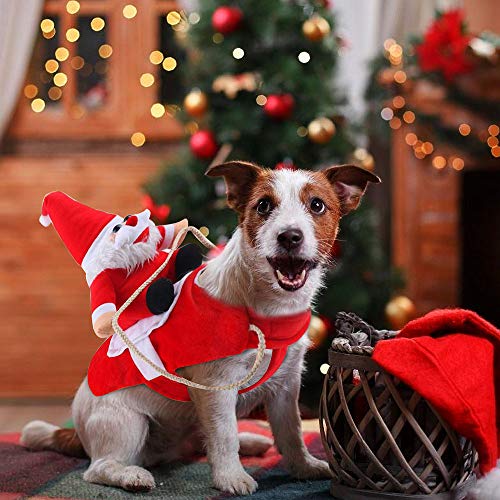 Traje de Perro Santa, Disfraz De Navidad para Mascotas, Traje de Perro Santa, Ropa para Perros Cosplay Ajustables Disfraz Gato Adecuado para Navidad,Fiesta,Cumpleaños,etc (M)