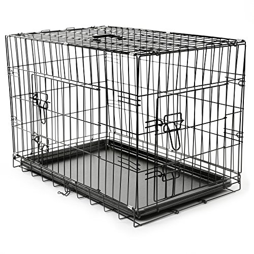 TRESKO Transportín para Perros con 2 Puertas | Jaula de Transporte Metálica para Mascotas | Caja Plegable con Bandeja Extraíble (M - 77 x 48 x 54 cm)