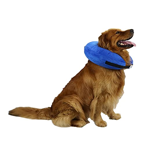 TT.WALK Collar de recuperación Inflable para Perros,Collar Protector Inflable para Perros y Gatos,Ajustable Collares y Conos de recuperación,Grande,Azul