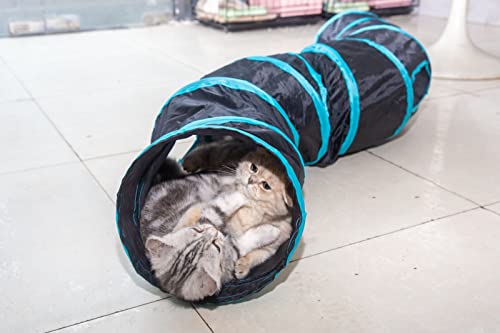 Túnel de Gato, Túnel Gato en Forma de S Plegable Tubo Juguete para Gatos con Pompón para Conejos, Gatos y Perros, Interiores y Exteriores
