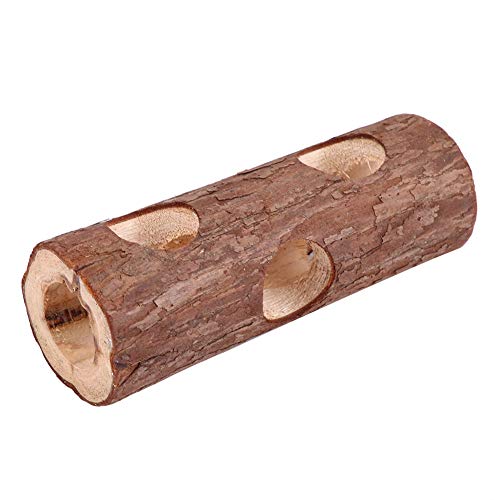 Túnel de madera natural para hámster tubo de ejercicio juguete para masticar bosque tronco de árbol hueco tubo de túnel para animales pequeños Tubo de hámster Tubo de túnel de ratón de bambú(L)