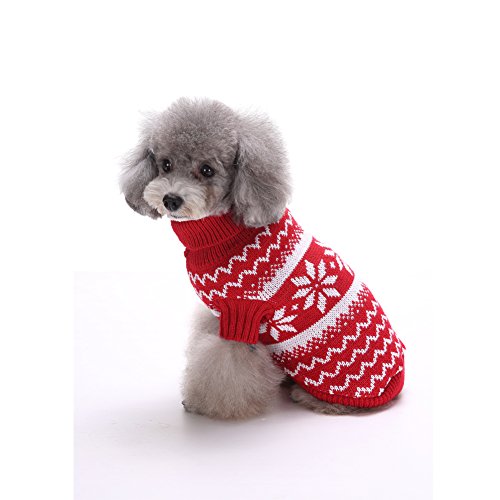 Tuopuda Navidad Mascotas suéter Invierno Perro Nieve Lana del Perrito Traje Caliente Ropa de Abrigo (S, Rojo)