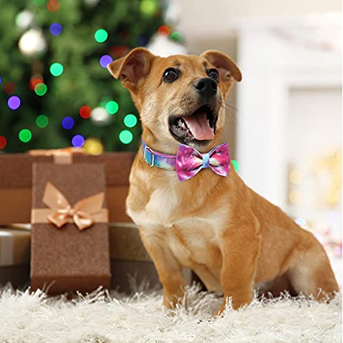 Update 2021 - Collar de perro colorido con pajarita, ajustable y cómodo con hebilla de metal para perros pequeños, medianos y grandes (teñido anudado, L)
