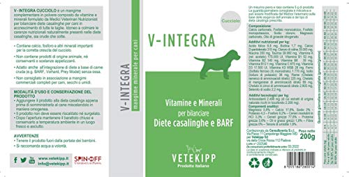 V-Integra Cane Cucciolo Vetekipp Cachorro de Perro - Alimento Mineral para la Dieta casera del Cachorro de Perro - 200 g