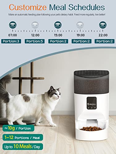 VavoPaw Comedero Automático para Gatos Perros, 7L Dispensador WiFi Inteligente App Control Remoto Gran Capacidad 1-10 Porciones Comidas Grabación de Voz Alimentador para Gatitos Perritos, Negro