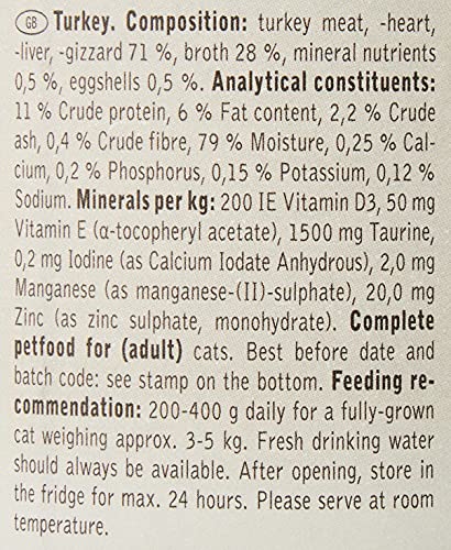 Venandi Animal - Pienso Premium para Gatos - Gallina de Pavo - Completamente Libre de Cereales - 6 x 200 g