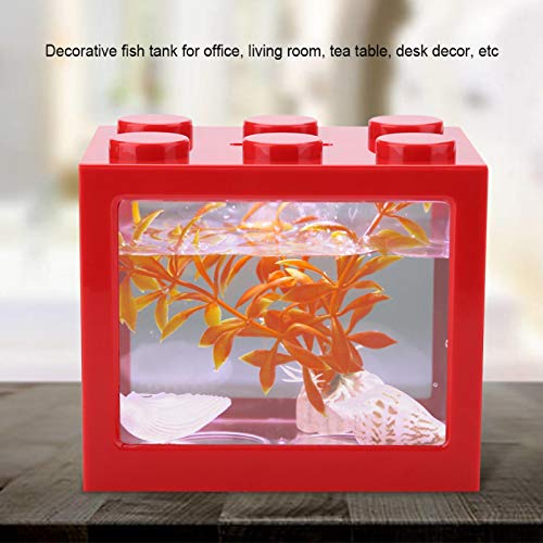 【Venta del día de la Madre】 Pequeño Tanque de Peces, Mini Acuario de Carga USB ecológico Resistente a la corrosión, Mini Forma Exquisita Sala de Estar para Oficina Mesa de té en casa(Red)