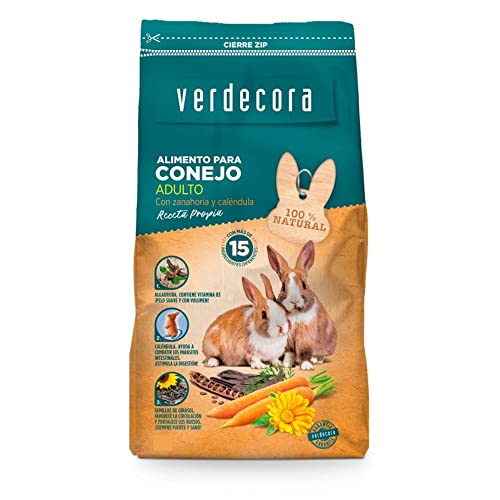 Verdecora Alimento para Roedores - Comida Conejo Adulto - Ingredientes 100% Naturales - Bienestar y Desarrollo Saludable para tu Mascota (3kg)