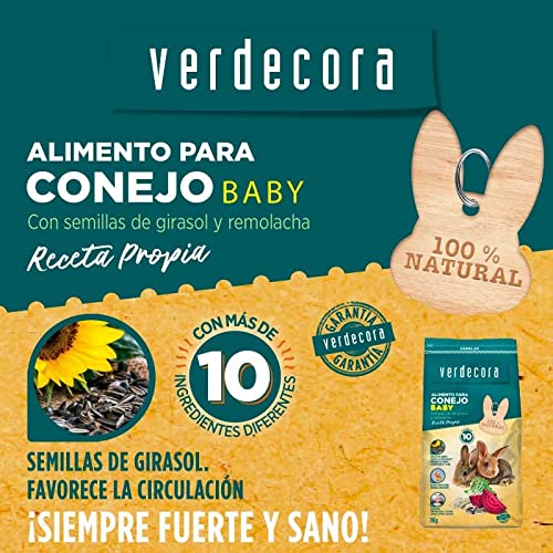Verdecora Alimento para Roedores - Comida Conejo Baby - Ingredientes 100% Naturales - Bienestar y Desarrollo Saludable para tu Mascota (3kg)