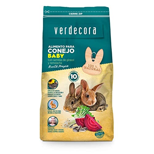 Verdecora Alimento para Roedores - Comida Conejo Baby - Ingredientes 100% Naturales - Bienestar y Desarrollo Saludable para tu Mascota (3kg)