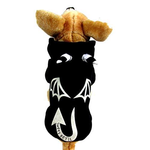 VILLCASE Dog Toys - Sudadera luminosa con capucha para Halloween, diseño de fantasma, disfraz de perro, ropa de perro, sudadera cálida, ropa para fiesta de Halloween, talla M, color negro