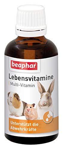 Vitaminas para roedores, Gotas de vitaminas para Animales pequeños, con vitaminas B, Vitamina C, E y K, Especialmente Bueno para cobayas | 50 ml