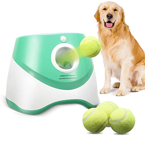 Vogvigo Lanzador automático de bolas, juguete interactivo para perros de juguete, sensor de movimiento, mango, con mini pelotas de tenis (verde)