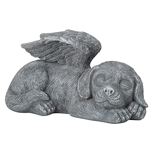 Wechoide Estatua de ángel para mascotas, decoración de jardín, 1/2 piezas súper lindo perro durmiendo/gato en ala de ángel, adorno conmemorativo para el hogar, patio, decoración de patio, cobre