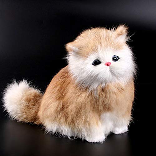 WEFH 5 Colores Electrónicos Mascotas Gatos Muñecas Simulación Animal Juguete Gato Meowth Lindo Mascota Marrón Amarillo