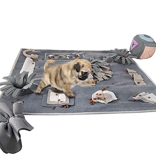 WEJSI Snuffle Treat Mat Slow Treat Puzzle Mat Foraging Skill, Dog Snuffle Mat Stress Relief for Boredom, Slip Pet Activity Mat Slow Feeding Durable Washable Non Toxic(Gray)