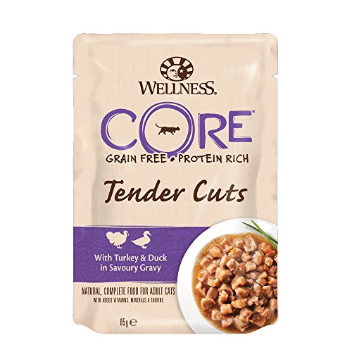 Wellness CORE - Juego de 6 Bolsas de Alimentos para Gatos mojados, sin Granos, 85 g