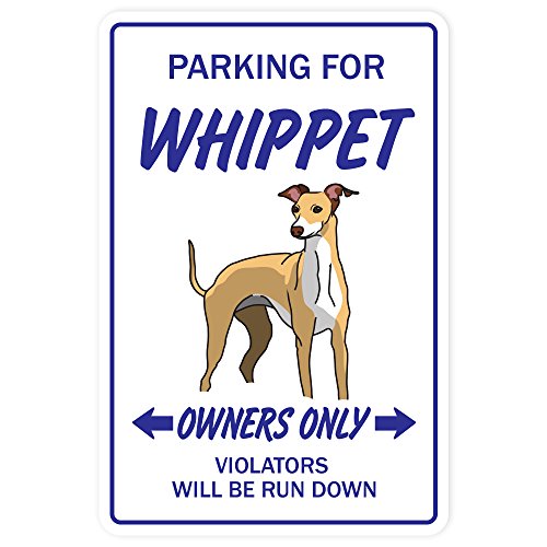 Whippet Dog Pet Aparcamiento calcomanías Hound Boarding Criador de perreras 8 x 12 pulgadas