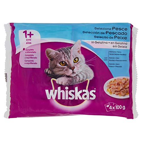 Whiskas Bolsitas para Gatos Selección de Pescado - Paquete de 4 x 100 gr - Total: 400 gr
