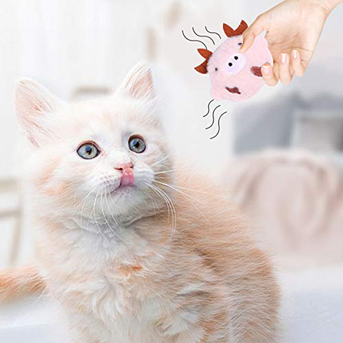 wirlsweal Dibujos Animados Lindo Peluche Suave Interactivo de Peluche Juguete de Mascota de Peluche con Catnip para Rosa