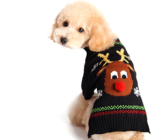Xiaoyu Sudadera de Perro Ropa de Mascotas para Perros Reno de Navidad, Negra, XS