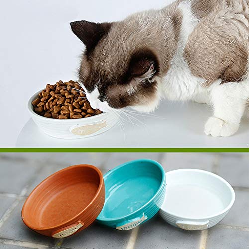 Xilinshop-Comederos Puppy Cat Dog Cerámica Antideslizante Tazón Retro Pet Cat Cat Feeding Water and Food Plate 14X3.5cm (Color : Green)