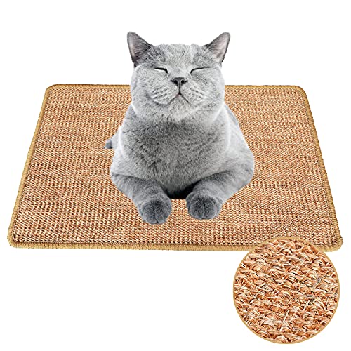 Xnuoyo Alfombrilla Rascadora para Gatos de Sisal Natural, Antideslizante Rascador de para Gatos se Puede Utilizar para moler Garras de Gato y Proteger alfombras（40 * 60CM）