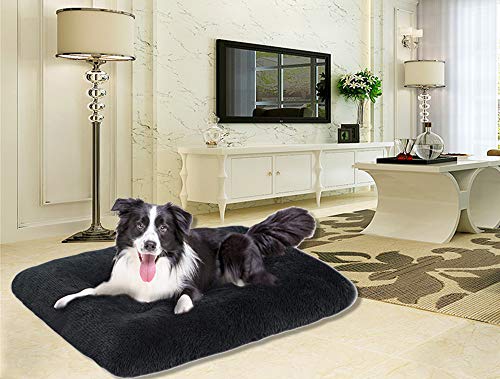 Xpnit Alfombrilla de colchón con funda con cremallera, suave y lavable, cojín para cama para mascotas para perros pequeños, medianos y grandes (L-100 x 70 x 10 cm, gris)
