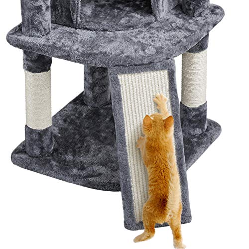 Yaheetech Árboles para Gatos Adultos Rascador Torre de Escalada Felpa para Gatito Poste de Rascar para Mascota 106cm Gris Oscuro
