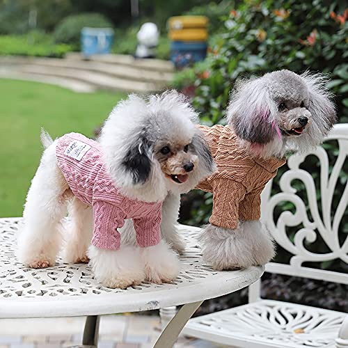 YAODHAOD Suéter de invierno cálido para mascotas, suéter de punto de cuello alto, abrigos para mascotas, cachorro, gato, sudadera para perros pequeños y medianos (pequeño, rosa)