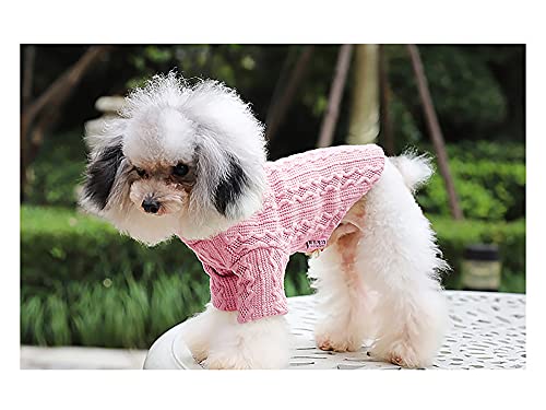 YAODHAOD Suéter de invierno cálido para mascotas, suéter de punto de cuello alto, abrigos para mascotas, cachorro, gato, sudadera para perros pequeños y medianos (pequeño, rosa)