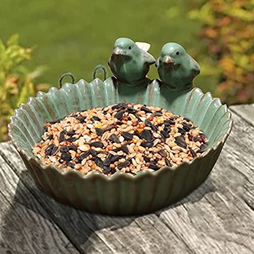 YAOLUU Comedero Exterior para Pájaros Baños de Nacimiento de cerámica Decoración de jardín Alimentador de Nacimiento Exquisito Acuario de cerámica Acabado Retro Alimentador de Aves