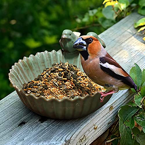 YAOLUU Comedero Exterior para Pájaros Baños de Nacimiento de cerámica Decoración de jardín Alimentador de Nacimiento Exquisito Acuario de cerámica Acabado Retro Alimentador de Aves