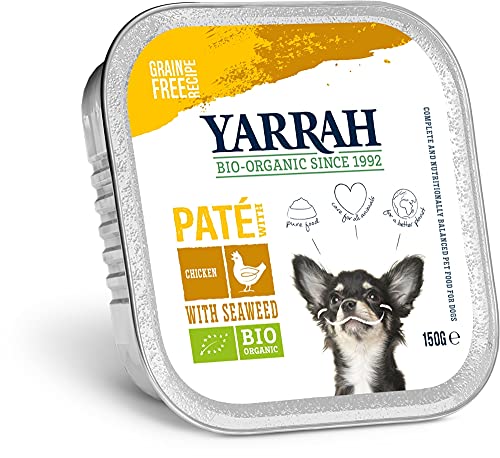 Yarrah Comida para perros orgánica, pollo, con algas marinas, 150 g, 12 unidades