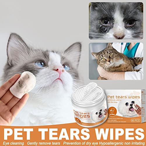Yeeda Paquete de 60 toallitas para Ojos de Perro | Toallitas para Ojos de Limpieza fáciles y seguras para Perros | Eliminación rápida de Manchas de lágrimas, costras de Ojos de Perro y secreción