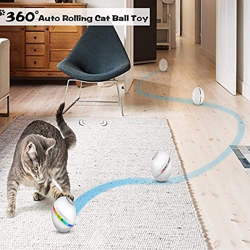 Yemetey 2021 Juguete interactivo para gato, con luces LED, recargable por USB, bola interactiva, juguete de rotación automática de 360 grados