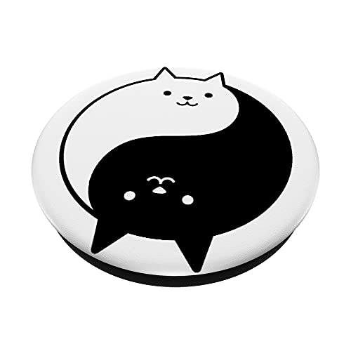 Yin Yang Gato Yoga Zen Gato Blanco y Negro PopSockets PopGrip Intercambiable