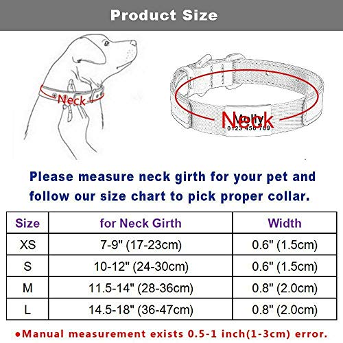 Yisatann Collar Perro Ajustable Collar de Perro de Nailon Ajustable Etiqueta de Nombre grabada Collar de identificación de Perro Collar de Perro con Cuero-Blanco S 24-30cm