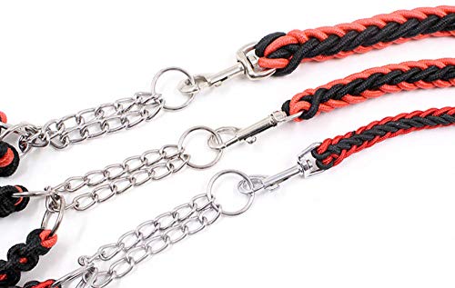 Yisatann Correas de adiestramiento caninas Nylon Rope Large Dog Leashes Rojo Pet Traction Rope Collar de Collar para Perros Grandes-S