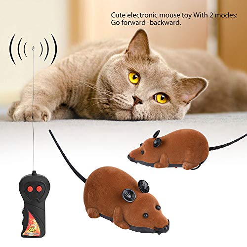 YJYJ Ratón inalámbrico para gato perro rata divertida novedad regalo mascota juguete control remoto (marrón)