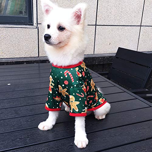 YUESEN Disfraz de Perro Navideño Suéter de Invierno para Mascotas Muñeco de Nieve Patrón Lindo Abrigo de Navidad Ropa Cómodo Abrigo de Perro Suave 2 Piezas (M)