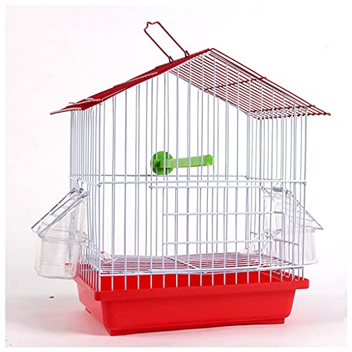 YZERTLH Jaula Pajaros Birdcage de la azotea, Budgerigar Birdcage con Caja de alimentación, pájaros de Metal, Jaula de baño Ornamental para pájaros Canarios pequeños Jaulas para Pajaros (Color : Red)