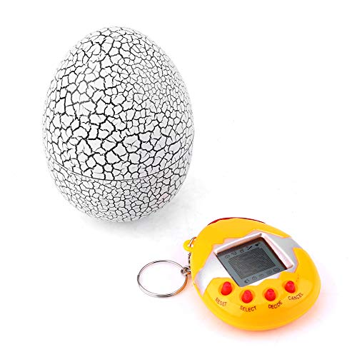 Zerone Mascotas Digitales Electrónicas, Juguetes Electrónicos para Mascotas Virtuales Crack Eggshell Virtual Digital Pet Crack Handheld Game Machine(Blanco)