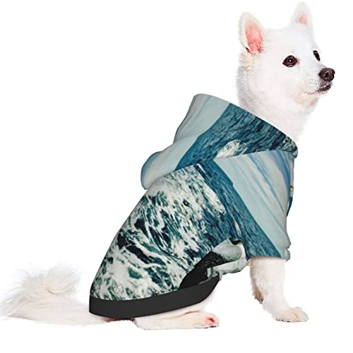 ZISRA Carretes de Pesca en un Barco Impreso Abrigo para Perros de Invierno Ropa para Mascotas para Perros pequeños y medianos con Capucha Medium