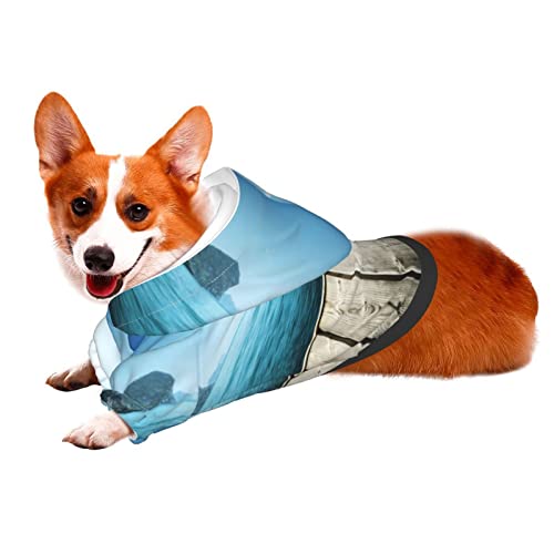 ZISRA Tema del Paisaje Marino del Barco Impreso Abrigo para Perros de Invierno Ropa para Mascotas para Perros pequeños y medianos con Capucha M